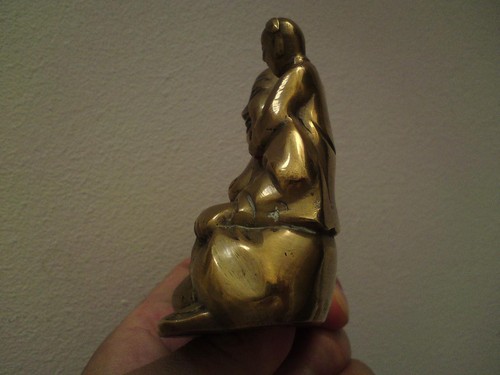Chinese Budai Bronze Scroll Weight Maitreya Laughing Buddha with Boys Figures - Picture 10 of 22