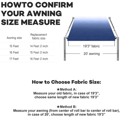 17' RV Awning Fabric Replacement (16'2" Fabric) Waterproof 16oz PVC Fabric - Picture 9 of 11