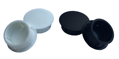 1 3/4 Locking Sheet Metal Panel Plug Caps for Holes - Round Black/White Plastic