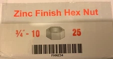 3/4-10 Finish Hex Nuts Zinc finished. (Qty 25) 