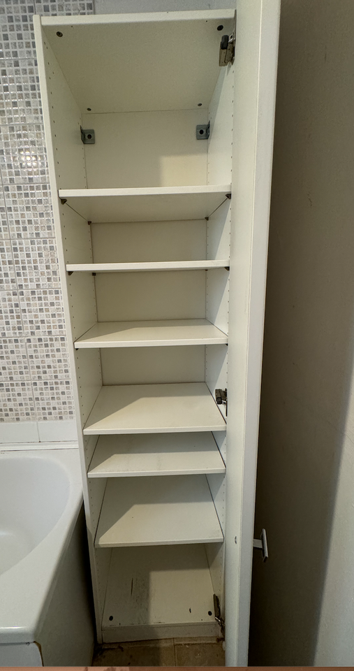 Bathroom Tall Unit White Gloss Soft Close Door Floor Standing