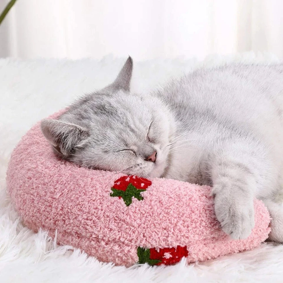 Pequeña almohada para gatos moda protector de cuello sueño profundo cachorro almohada en forma de U P Foto 2 de 4
