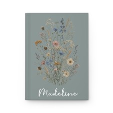 Personalized Wildflower Journal with Name - Custom Botanical Hardcover Notebook