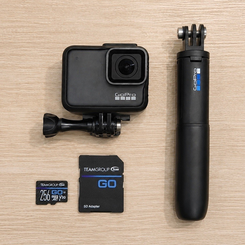 GoPro HERO7 Silver Action Camera Bundle w/ Grip/Selfie Stick, Mount, microSD