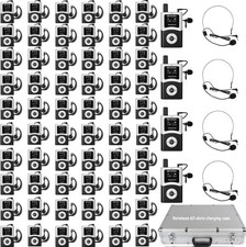 Wireless Tour Guide System -60-Slot Charging Case 4 Transmitters, 60 Receivers 