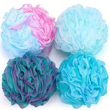 XXL Loofah Bath Sponge Pack of 4 - Extra Large Exfoliating Shower Puffs