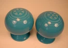Vintage Fiesta Fiestaware BLUE Salt & Pepper Shakers Pottery 2pc Set EUC