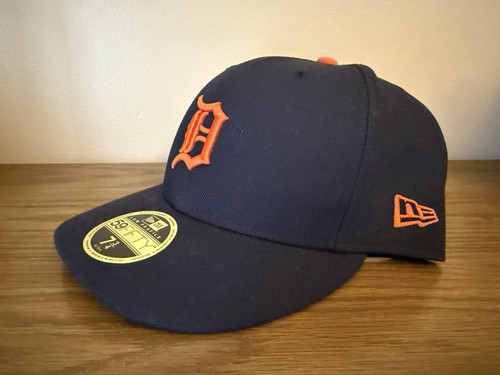 New Era 59Fifty Cap Detroit Tigers Low Profile Navy Blue Fitted Hat Size 7 3/4