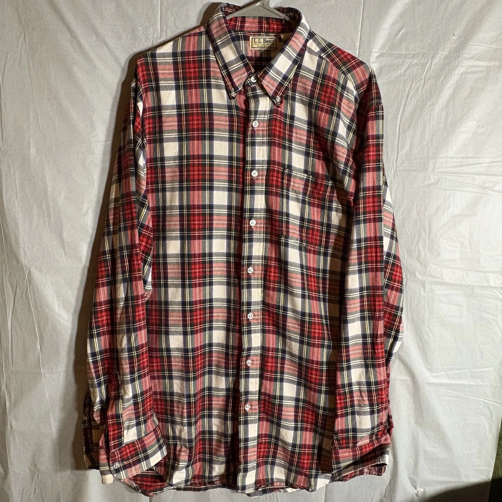 Vtg L.L. Bean Shirt Mens XLT USA Made Cotton Tartan Plaid Flannel Button 90s 00s