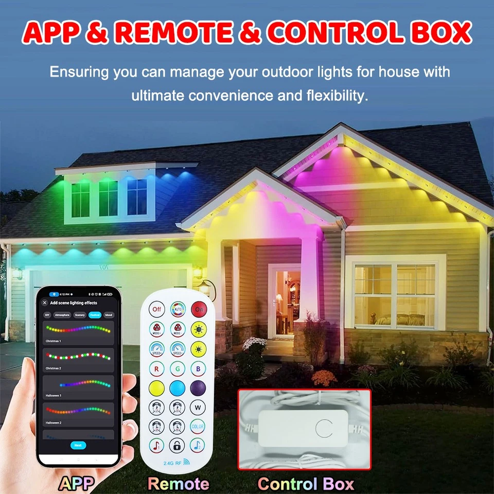 Permanent Outdoor Lights House Eaves Smart RGB LED Lamp for Halloween Christmas - Image 3 of 4