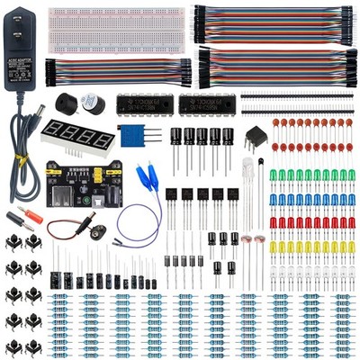 Upgraded Electronics Component Fun Kit Power Supply Module, Jumper Wire, 830 ...