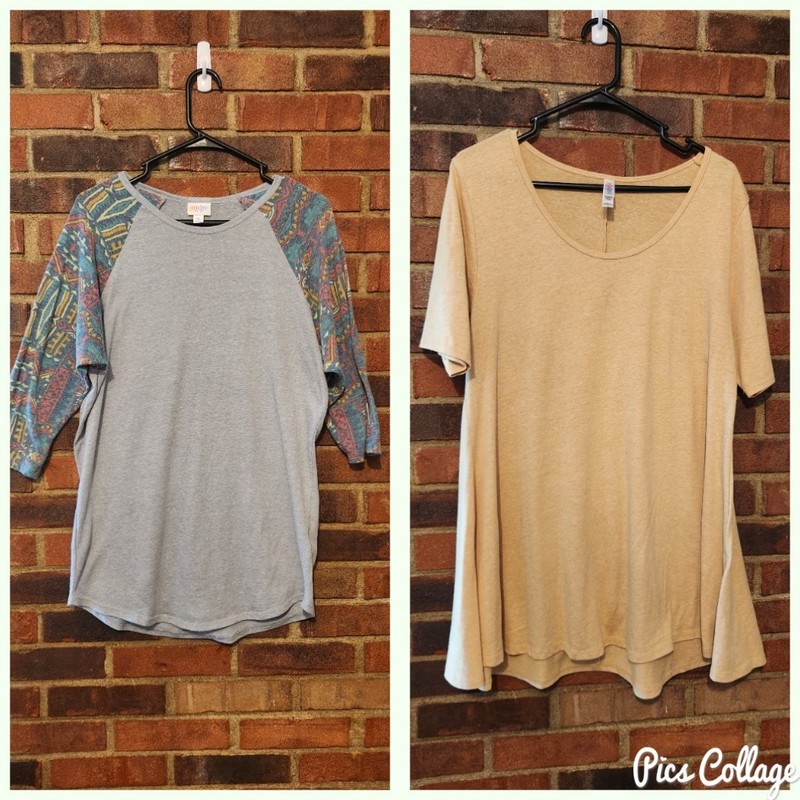 Women Lot Of 2. LulaRoe 3/4 Slv Gray Randy Size XL. Yellow Sz Lg Perfect Tee