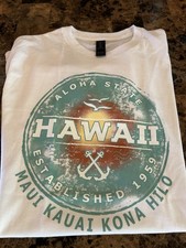 Hawaiian T-shirt Small Brand New White Cotton Hawaii Theme Free Ship From HI