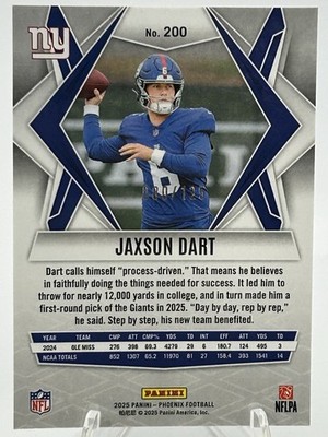 2025 Phoenix Football NY Giants Jaxson Dart Yellow Lava RC /125