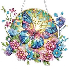 Butterfly Diamond Art Hanging Kits for Adults, 5D Special Butterfly, Flower