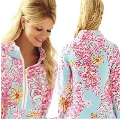 Lilly Pulitzer Breakwater Blue Lolita Skipper Popover Quarter Zip Sweatshirt M