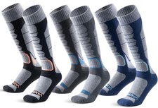 Merino Wool Ski Socks for Men, Women  Youth - Large, Black Grey Blue