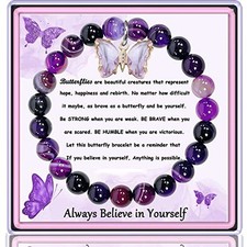 Butterfly Bracelet for Women Girls Butterfly Charm Jewelry Butterfly Amethyst
