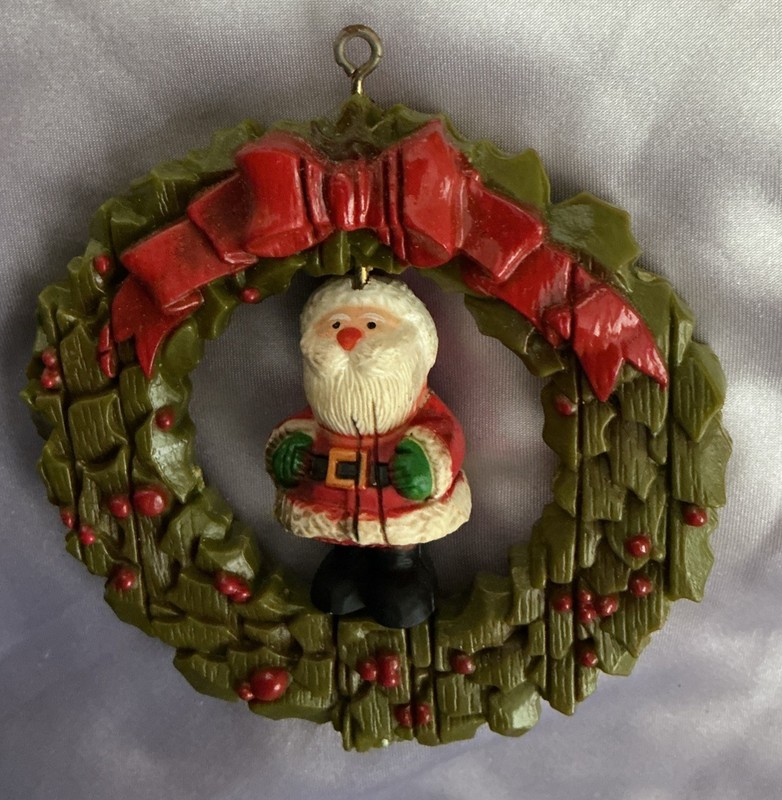 Hallmark 1976 Twirl About Santa Ornament Vintage Carved Look Original Box
