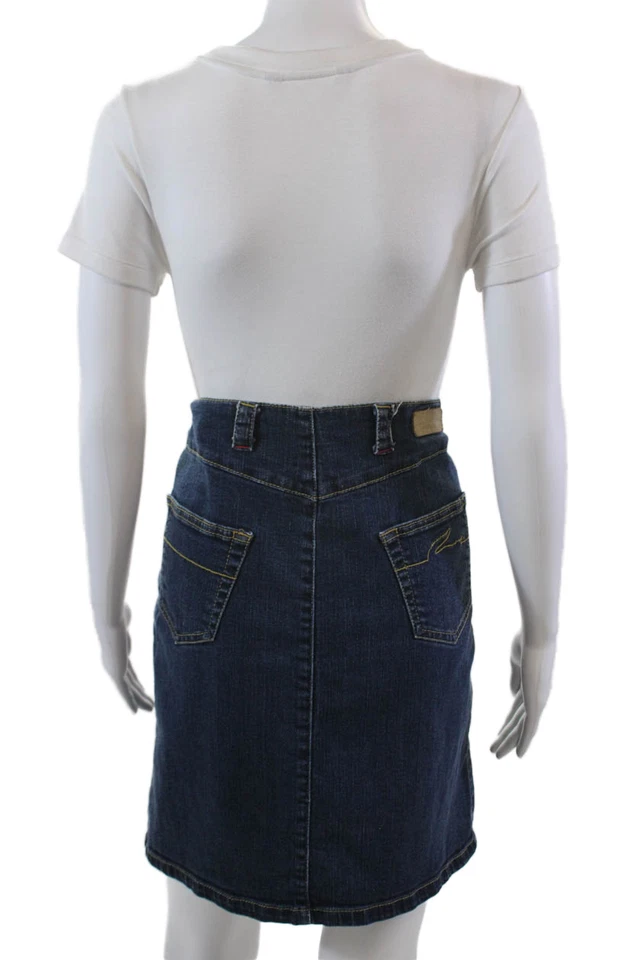 Lacoste Womens Cotton Zip Button Lined Mini Denim Skirt Blue Size EUR 46 - Image 3 of 4