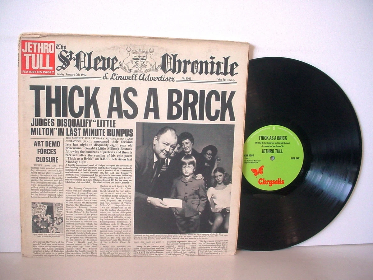 Jethro Tull Thick As A Brick Lp for sale | eBay