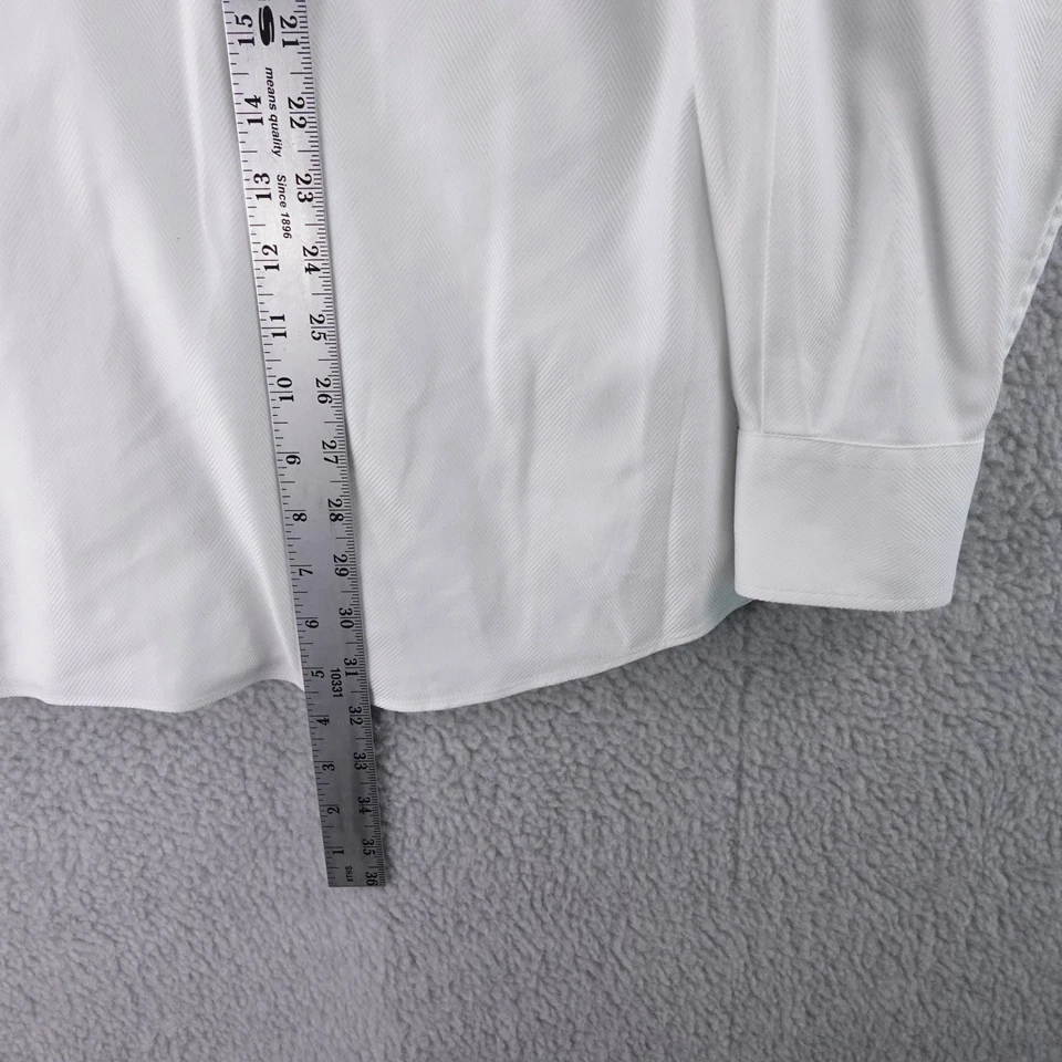 Camisa de vestir Tommy Bahama para hombre talla 16 34-35 blanca espiga manga larga preppy Foto 4 de 4