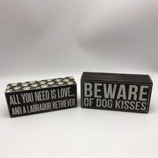 Primitives by Kathy Dog Signs Lot of 2 Labrador Retriever Beware Dog Kisses
