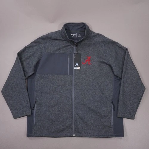 NEW University Of Alabama Full Zip Fleece Course Jacket Antigua Mens 2XL Gray - product listing photo