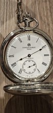 Charles Hubert Stainless Steel Open Face White Dial Pocket Watch