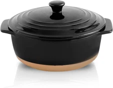 Ceramic Casserole Dish with Lid Oven Safe, 2 Quart round Casserole Dish Set, Dee