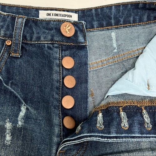 One Teaspoon High Waist Bandits Tuscany Denim Jean Short Size 25 Festival Summer - Picture 8 of 12