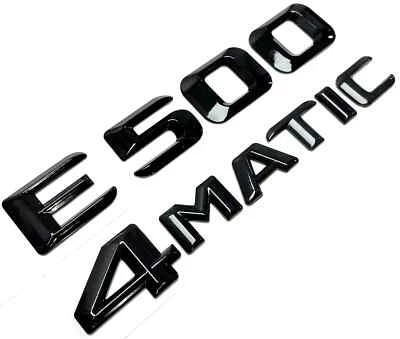 AUTOMATICITY66 BLACK E500 + 4MATIC REPLACEMENT FOR MERCEDES REAR TRUNK EMBLEM BADGE DECAL#