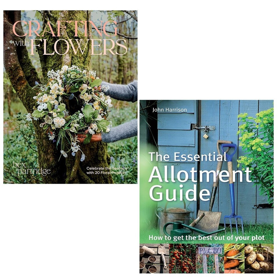 Crafting with Flowers, Essential Allotment Guide John Harrison 2 Books Set