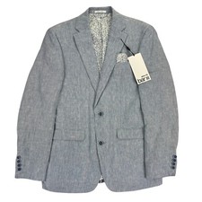 Bar III Mens Slim Fit 100 Linen Solid Suit Jacket Blue 36R
