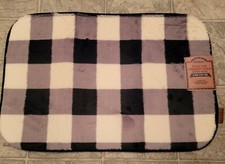 Dearfoams Faux Fur Memory Foam Bath Rug Mat 18X27" Black/White/Gray Checker