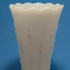 7.25H Milk Glass Dot + Arrow Scalloped Edge White VASE  Vintage Anchor Hocking