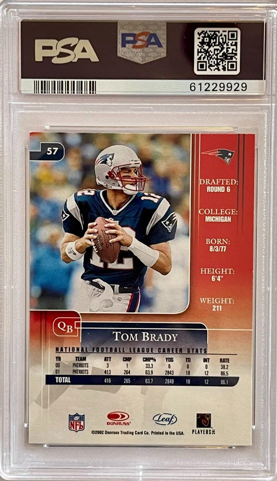 Leaf Rookies & Stars Tom Brady #57 2002 PSA 9 como nuevo Foto 4 de 4