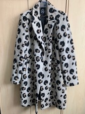 Dept 19 Leopard Print Mid Length Single Button Coat Size Uk 16