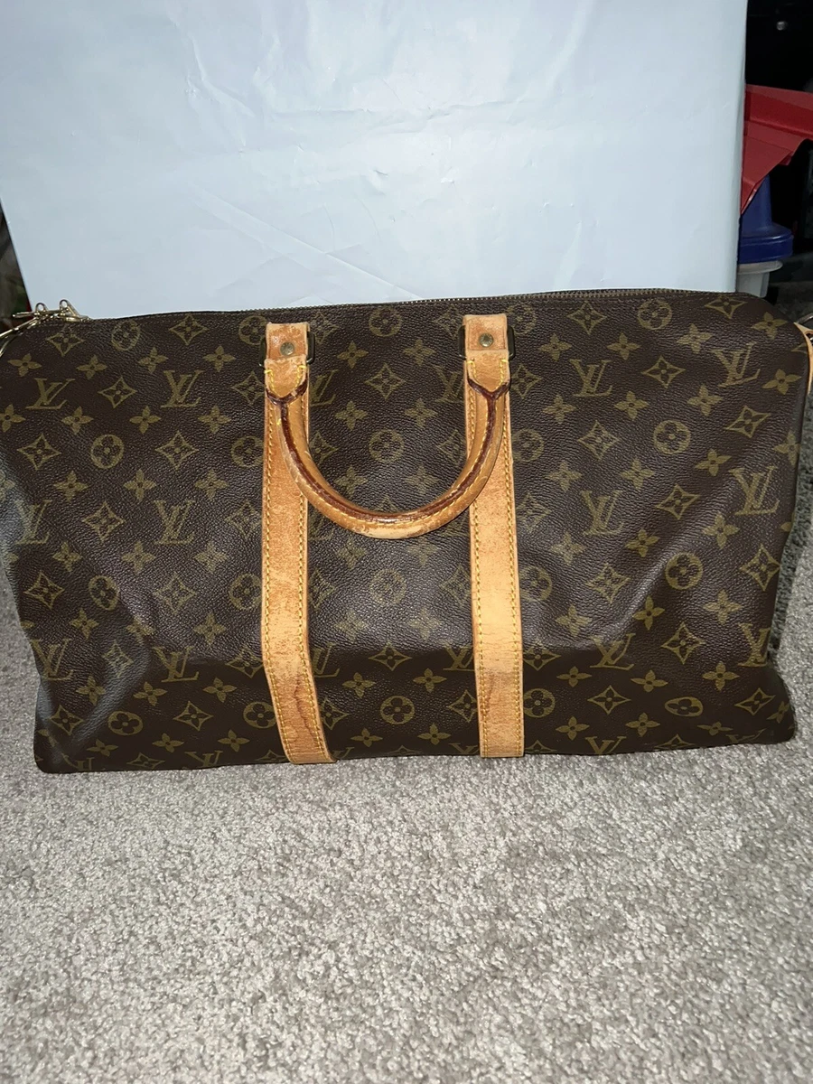 Louis Vuitton Keepall Duffle Bag in Brown and Tan Monogram Coated