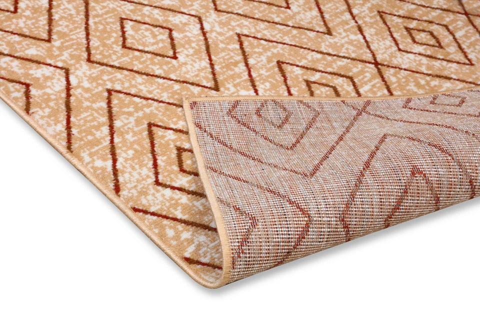 Diamond Geometric - 2'x4', Beige, Moroccan Transitional Area Rug - 517 - Image 3 of 4