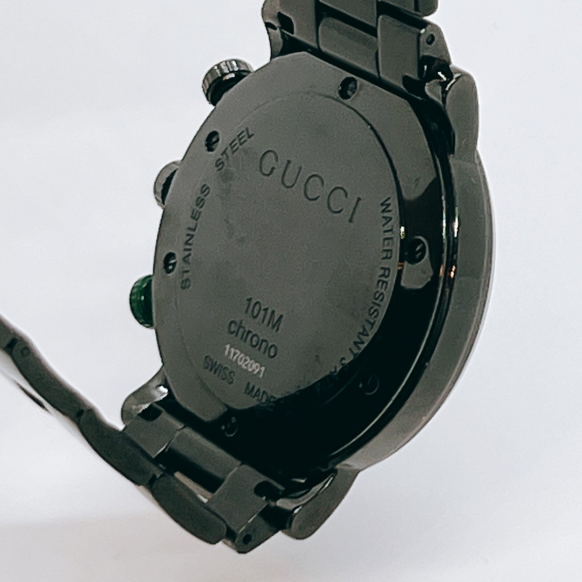 GUCCI Chronograph 101M Sherry Line Men's Watch Black Dial Analog