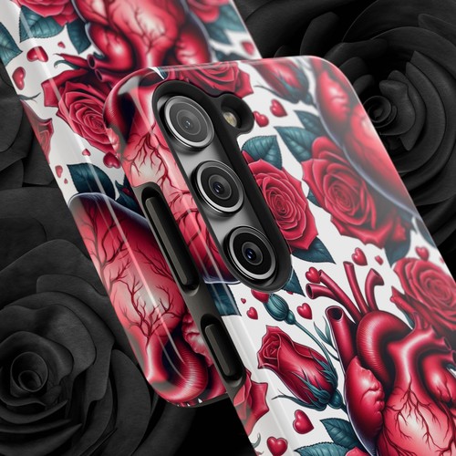 Anatomical Heart and Roses Cell Phone Case – Impact-Resistant TPU Lining, Glossy - Picture 98 of 108