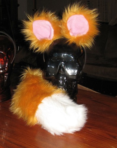 Animal Crossing Red, Gold Luxury Shag Faux Fur Ears, Tails or Sets, Unisex - Picture 12 of 13