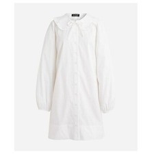 J. Crew Ruffle-Collar Mini Shirtdress in Organic Cotton Poplin Size Small
