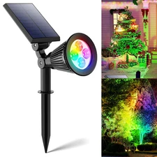 Solar RGB 7Color Change Spotlight Outdoor Garden Security Pathway Lawn Wall Lamp