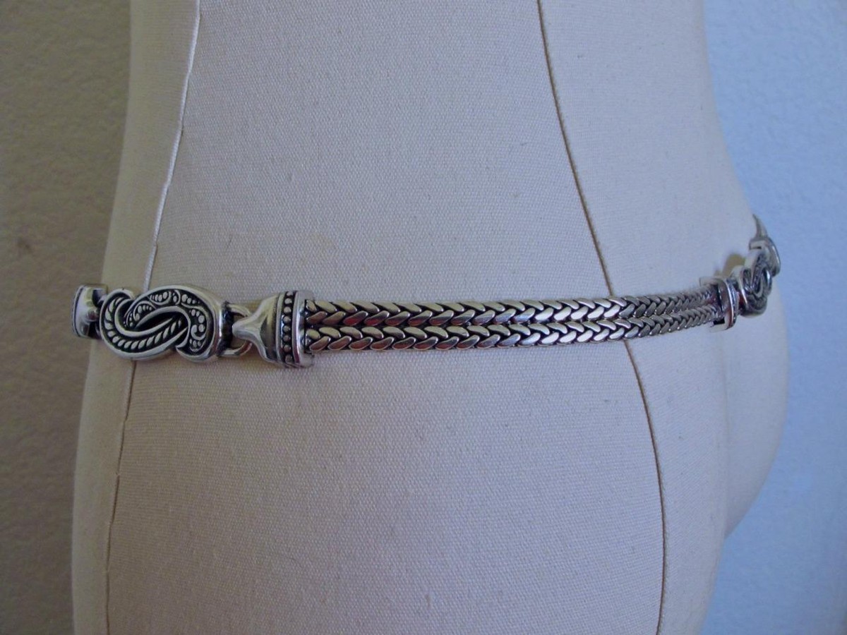 Brighton Bali Hai Scroll Chain Metal Belt Silver Dangle  display picture 1