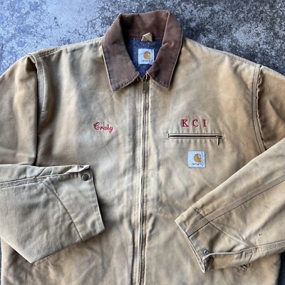 Vtg Distressed Carhartt Detroit Jacket Black BLK Work Wear Vtg Distressed Carhartt Detroit Jacket Black BLK Work Wear
