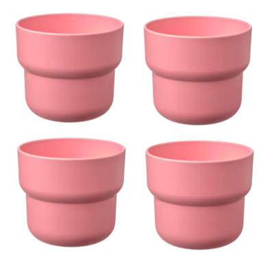 Lot of 4 IKEA FORENLIG Modern Pink Planters 4 3/4'' Rounded Flower Pot
