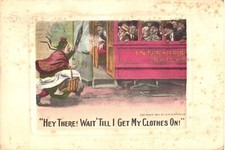 Hey There! Wait 'Till I Get My Clothes On! Woman Holding a Basket Postcard