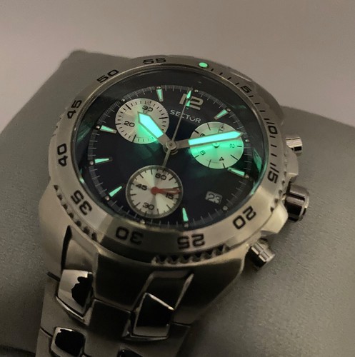 SECTOR,MENS,STEEL,CHRONO,DATE,SWISS MADE,WR100M,NEW OLD STOCK,FREE SHIPPING - Foto 24 di 24